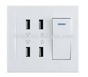 USB and universal socket out put wall switch and usb socket and with switch control