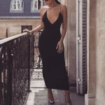 V-neck halter milk silk pencil skirt tight elasticized dress 2020 Summer hot style women party formal dress