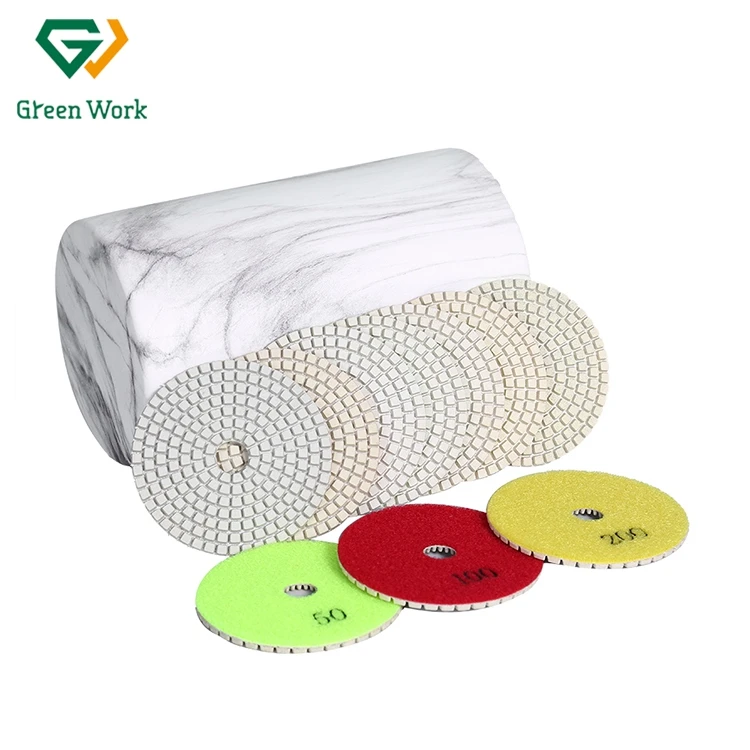 Very Flexible and Strong 100mm 4 Inch Diamond Resin Polishing Pad For Engineered Stone and Quartz