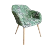 VISON furniture dining luxury wood fashion style Bamboo Leaf Printing wooden arm designer sofa chair with printed fabric