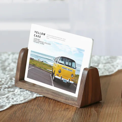 Walnut Wood Base Break Free Acrylic Glass Rustic Wooden Photo Frames with for Tabletop or Desktop Display