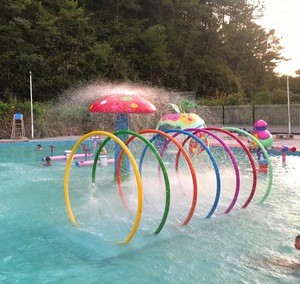 Water park rainbow color spray loop sets splash pad for sale