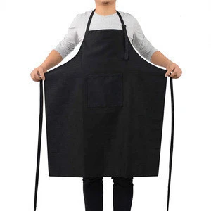 Waterproof kitchen apron adjustable Cooking Aprons for Women Men Chef (Black)