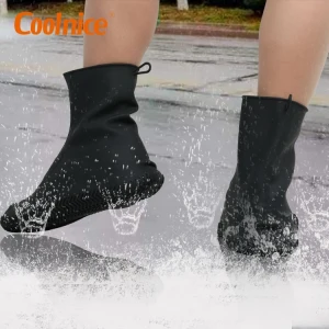 Waterproof Skidproof Zipper Ankle High Rain Boot Elastic Latex Shoe Cover