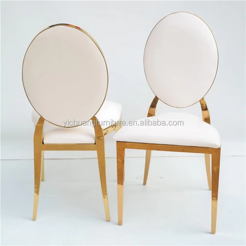 Wedding Chairs Dining Used Stacking Stainless Steel New Modern Design Luxury Restaurant Gold and White Hotel Furniture Metal