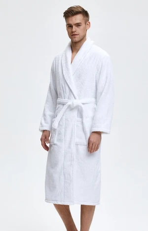 White cotton terry hotel bathrobe