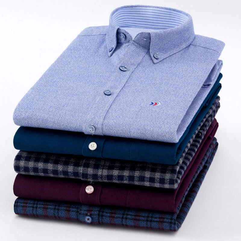 Wholesale 100% Brushed Cotton Men&#x27;s Shirts Long Sleeve Dress Shirts