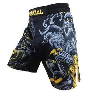 Wholesale 100 Polyester Black Yellow Mix Martial MMA Shorts