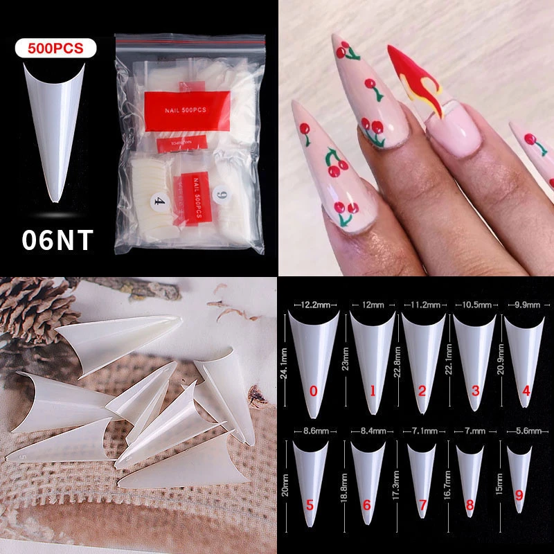 Wholesale 500pcs/bag Nails Clear/Natural False Artificial Fingernails new French coffin Nail Tips