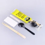 Wholesale Biodegradable Wooden Chopsticks Disposable Plastic Tableware Set Dinnerware Set