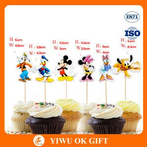 Wholesale Cartoon Mickey Minnie mouse Cupcake Paper Topper Pick Wedding Decoration Girl Kids Birthday Party Decoration