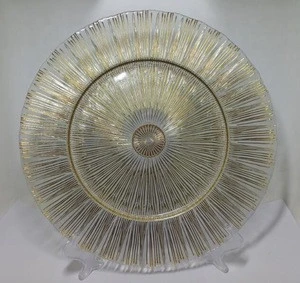 wholesale custom clear colored round large crystal glass charger plates