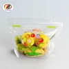 Wholesale custom printing clear handle standing resealable zipper protection fresh vegetable fruit packing bag with air hole