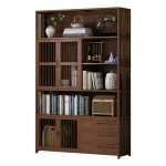 Wholesale Customized Bamboo Simple Design Large Space BookShelf Antique Chinese BookCase