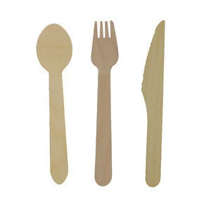 Wholesale Cutlery Set Party Supply Disposable Flatware Biodegradable Wooden Dinner Knife Spoons Forks