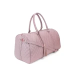 Wholesale Fashion Pink Spend a Night Leather Duffel Bag Custom Logo Quilted Women Waterproof Overnight Weekender Duffle Bag