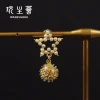 Wholesale geometry star shaped 14k gold plated little shiny diamond earring