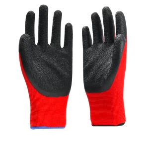 Wholesale Latex Coated Work Safety Gloves Industry Wrinkle Latex Palm Glove