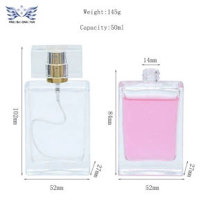 Wholesale luxury refillable custom cap 50ml spray empty glass perfume bottles