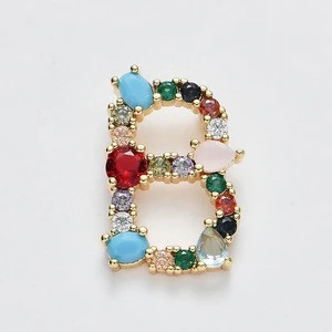 Wholesale multicolor CZ letter charm beads ,fashion initial jewelry pendant,micro pave CZ pendant charm