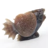 Wholesale Natural geode agate quartz fish hand carved crystal stand reiki home decoration