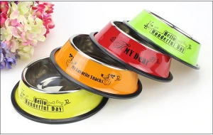 Wholesale nonslip color large stainless steel dog bowl/pet bowl /cat bowl with rubber base Stainless Steel Pet food bowl Dish