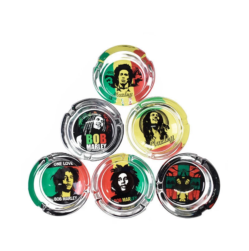 wholesale nordic funny creative circular Cartoon characters pocket round small custom stained colored car cigar glass ashtray