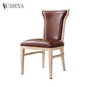 Wholesale Stackable Look Like Wood Aluminium Restaurant Chair / Upholstered Dining Chair For Sale