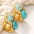 Import women hoop statement gold plated natural raw semi- precious  boho turquoise stone stud earings from China