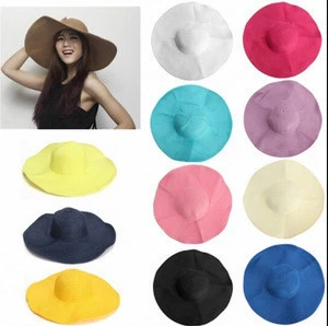Women Lady Girls Summer Large Wide Floppy Brim Straw Beach Sun Hat / sunshade Straw Hat / Colorful Cap