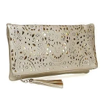 Women perfect beautiful hollow out wedding pu evening clutch bag