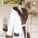 Womens Bathrobe New Soft Cony Hair Fur Shawl Collar Ladies Dressing Gown Housecoat