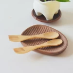 Wooden Multifunctional And Dual-Use Tableware Dinner Spoon Bamboo Fork And Spoon Salad Fork
