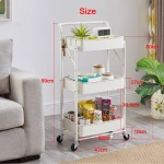 Yali 44x28.5x89CM Living Room Bathroom Metal 3-Tier Movable Folding Trolley Home Storage Kitchen Rack