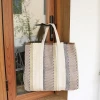 Yarn Dyed Fringe Large Woven Shopping Tote Bags for women