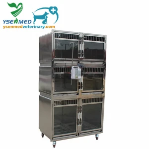 YSVET1220A 3 Layers Stainless Steel Dog and Cat Cage For Animal Clinic and Pet Hospital