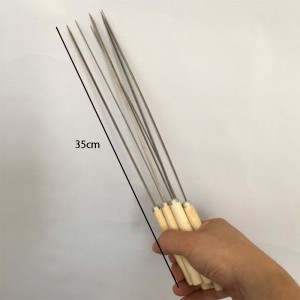 Z242 Cooking Kitchen Meat Holder BBQ Roast Kabob Sticks Grill Needle Tools Stainless Steel Flat Barbecue Forks Picnic Skewers