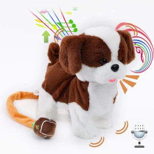 Walking Barking Dog Puppy Toy with Leash for Kids, 11.4" Plush Cavalier King Charles, Singing, Repeating What You Say,