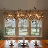 Indoor Dandelion Crystal Pendant Lights Luxury LED Gold Chandeliers Hanging Lamps