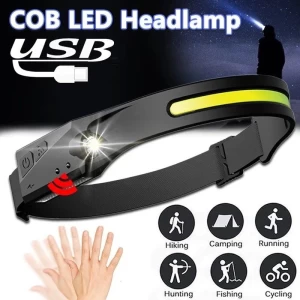 Full Vision Silicone Head Lamp TYPE-C Rechargeable Rubber Led Headlamp With Motion Sensor