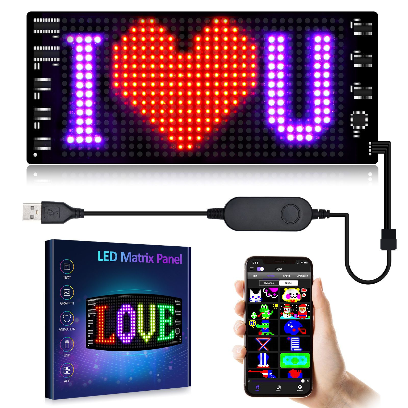 Buy Flexible Bluetooth App Control Led Matrix Panel, Programmable Car ...