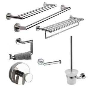 Round Design Bathroom Sanitary Wall Mounted Stainless Steel 6 Pieces Bathroom Accessories Hardware Set