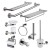 Import Round Design Bathroom Sanitary Wall Mounted Stainless Steel 6 Pieces Bathroom Accessories Hardware Set from China