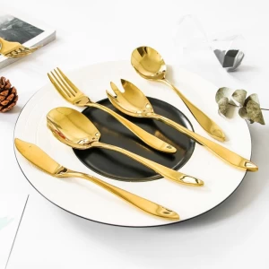 Royal Wedding Luxury Gold Plated Cutlery Set Stainless Steel Golden Flatware Set