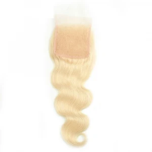 100%  Brazilian  Blond Water Wave Human Hair  Closure