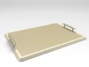 High-Gloss-Lacquer Rectangle Tray Float with Leather Decor