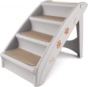 Eco-Friendly Lightweight Foldable Plastic Four Steps Pet Stairs Dog Steps