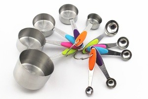 10-pcs colorful Stainless Steel measuring cup spoon with silicone handle