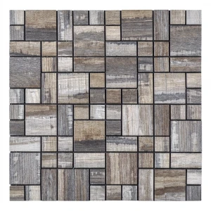 12 in. x 12 in. Faux Wood Brown PVC Adhesive Mosaic Tile