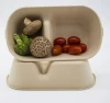 2 compartment eco-friendly biodegradable natural bamboo fiber disposable lunch box
